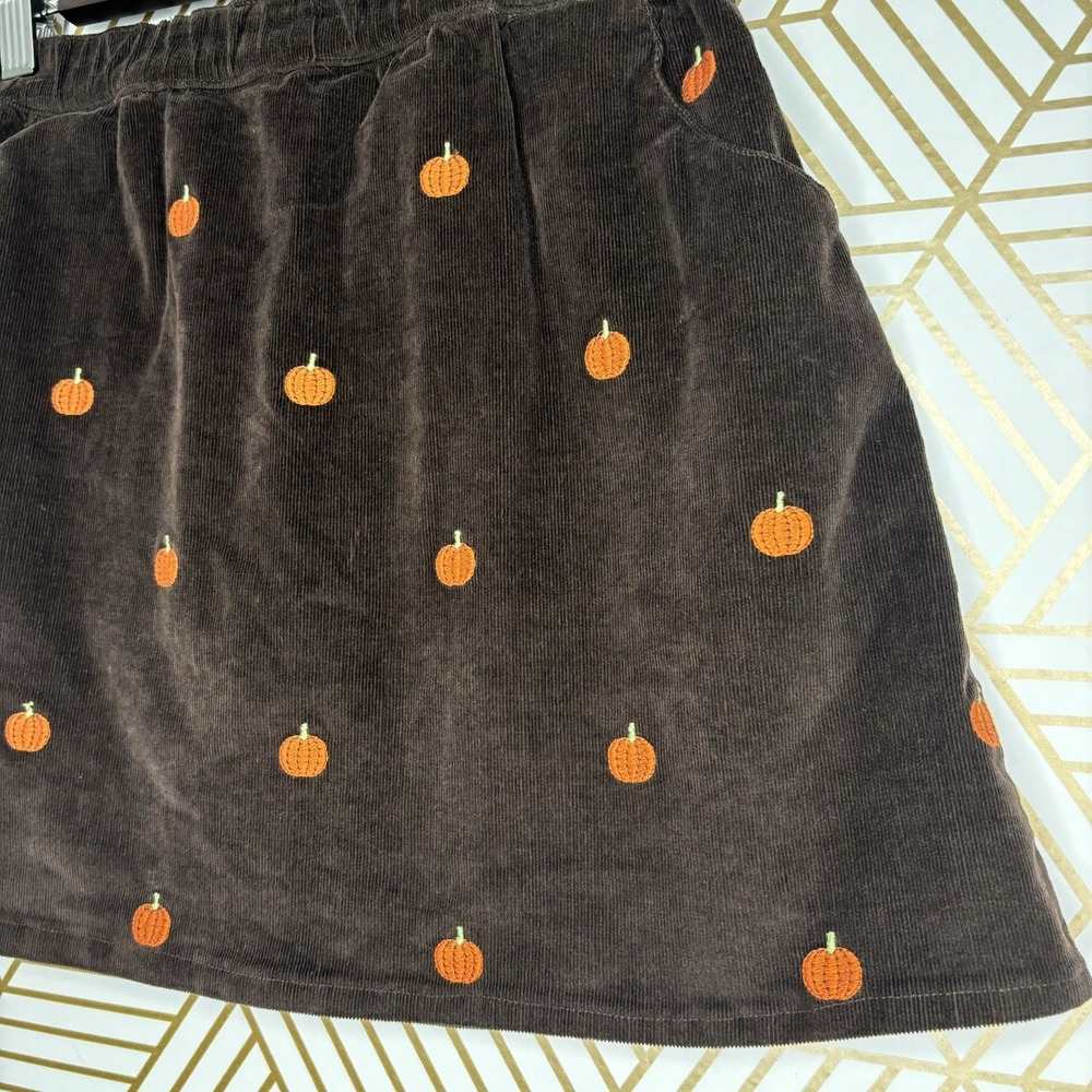 Gymboree Girls 8 Perfect Pumpkin Corduroy Skort Skirt Orange Brown Fall Whimsy - Picture 2 of 8